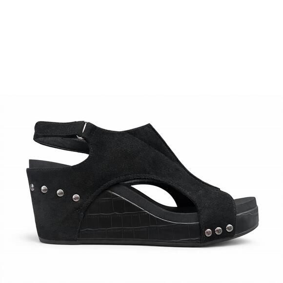 CORKYS FOOTWEAR Shoes - NEW CORKYS FOOTWEAR women's carley sandal in black suede croco